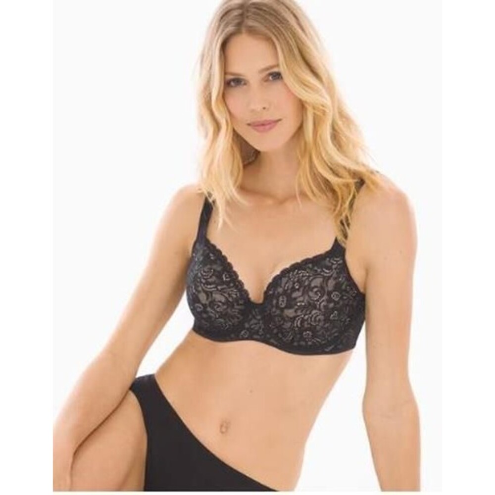 Soma 0516 Enticing Lift Full Coverage Black Lace Underwire Bra Sz 34B